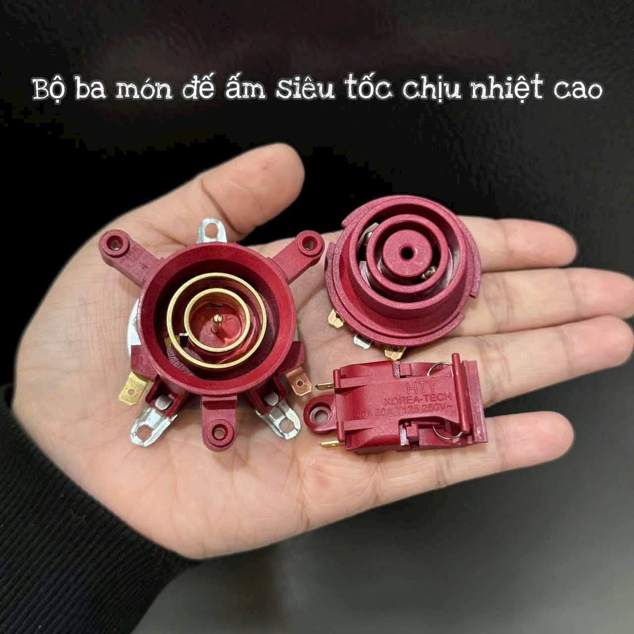Đủ 3 món đỏ Mã #5 - Chân ấm + chân đế + công tắc ấm siêu tốc [Đỏ Chịu Nhiệt Cao]