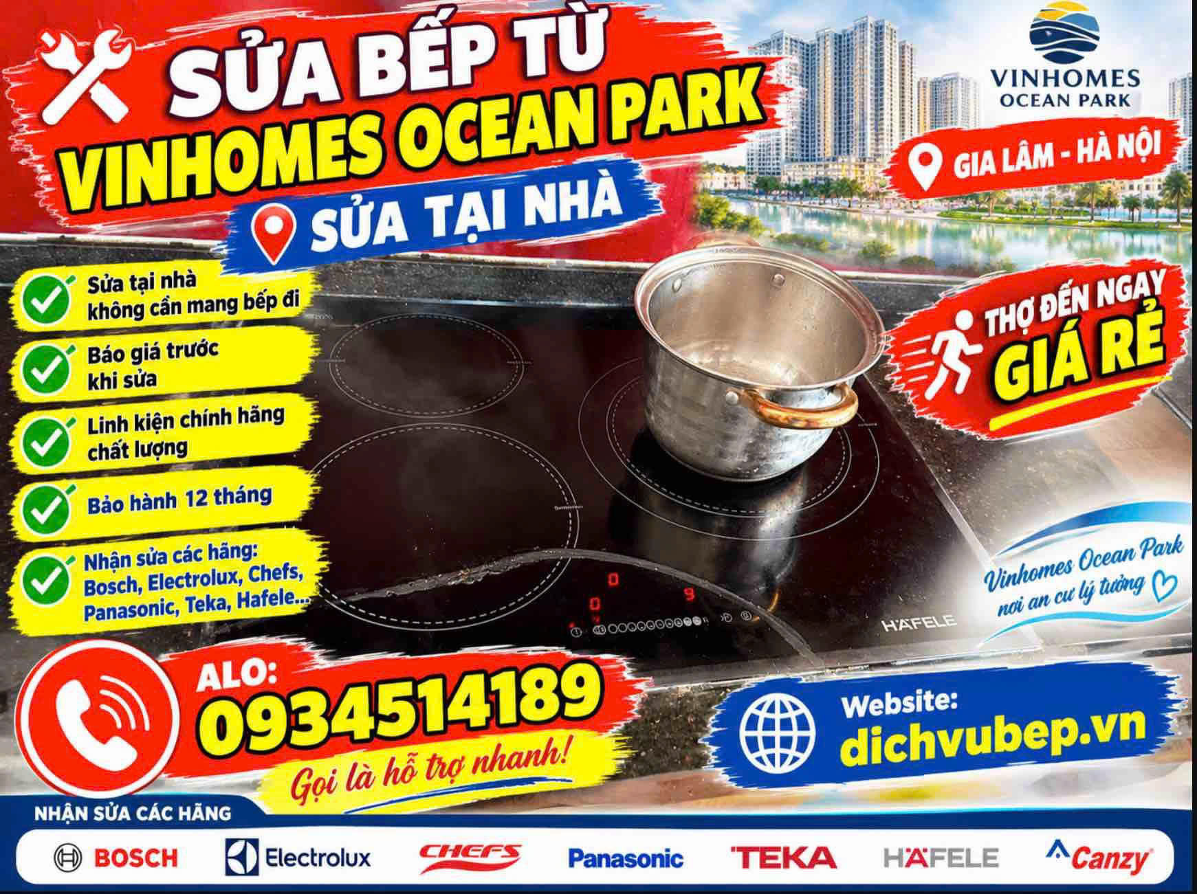 Sửa Bếp Từ Vinhomes Ocean Park Tại Nhà - Báo Giá Trước
