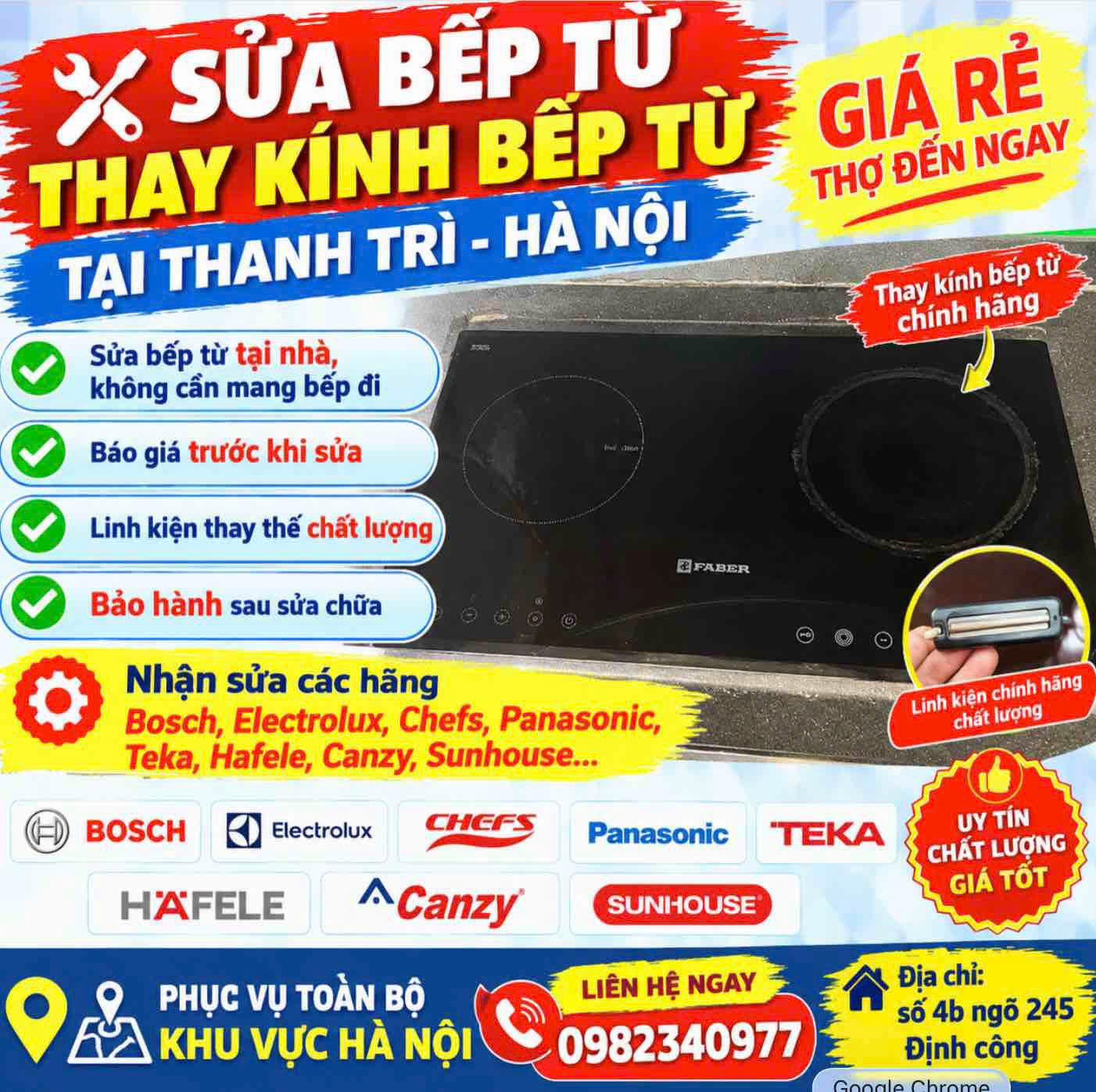 Thay kính bếp từ Thanh Trì – Sửa bếp từ Thanh Trì tại nhà